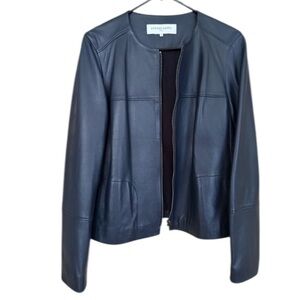 Gerald Darrel Navy Blue Leather Jacket